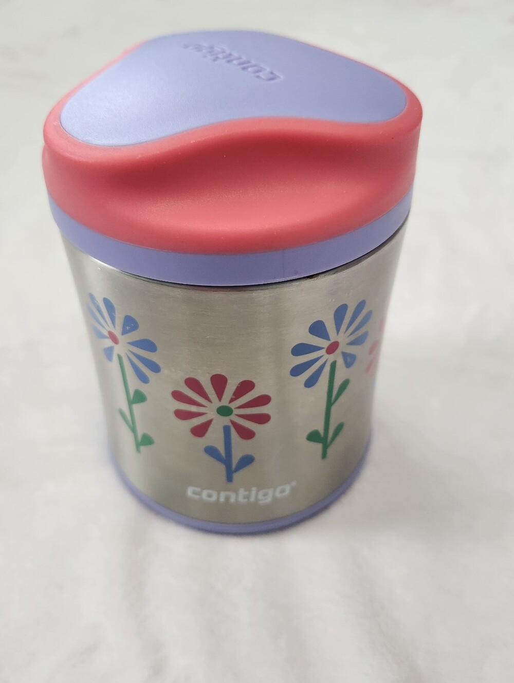 Contigo Stainless Food Jar with Pink & Lavender Lid and Floral Print